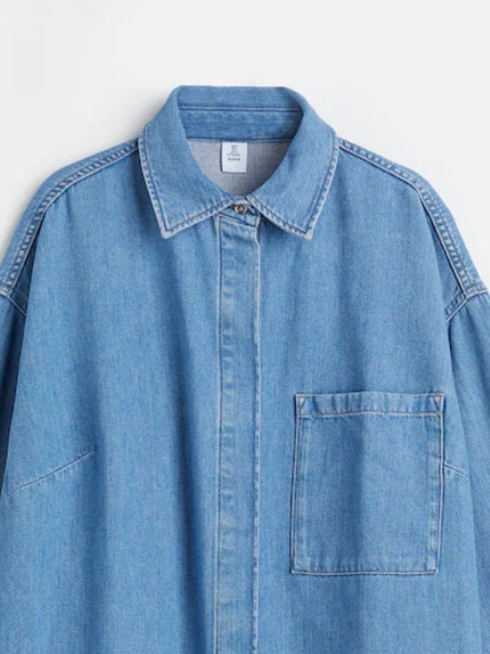 H&M Medium Wash Denim Shirt Dress in Light Blue